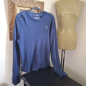 Abercrombie & Fitch Thermal Shirt Waffle Knit Blue MUSCLE XXL Men's Moose